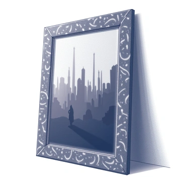 A mirror reflecting a dark, alternate reality filled with shadows