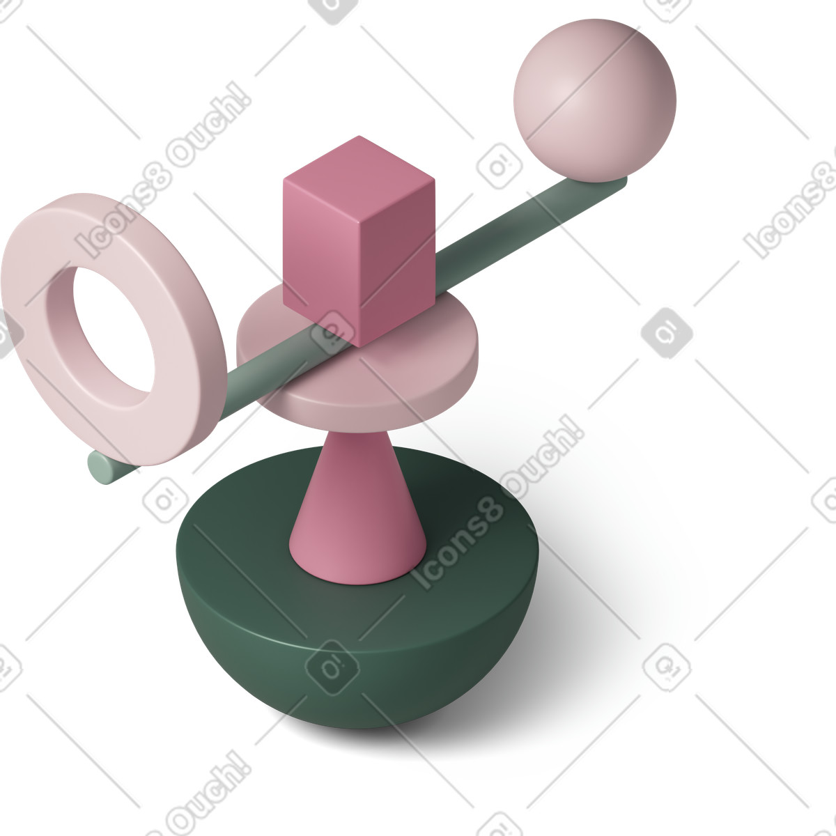 3D Casual life スタイルの Geometric shapes in balance のイラストをPNG、SVG形式でダウンロード