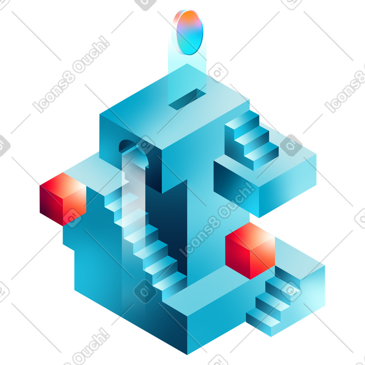 Stairway to financial growth and prosperity animated illustration in GIF, Lottie (JSON), AE