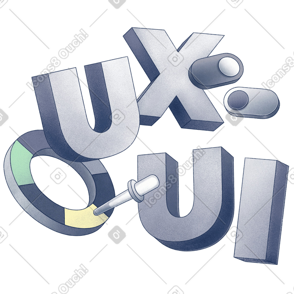 Иллюстрация Текст пользовательского интерфейса ux с переключателями и палитрой в стиле Haze — скачать в форматах PNG, SVG