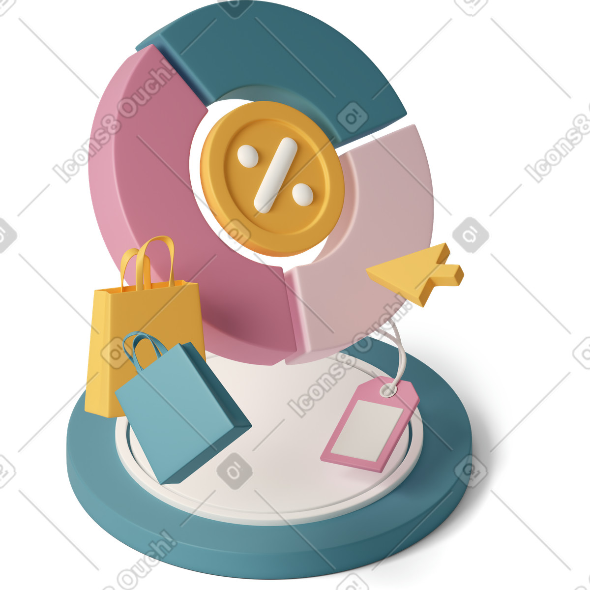 下载 3D Casual life 风格的 Pie chart consumer price index 插画，支持 PNG、SVG 格式