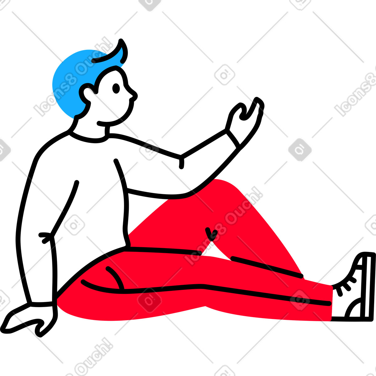 Person sitting and leaning on one arm illustration in Transistor style download in PNG, SVG