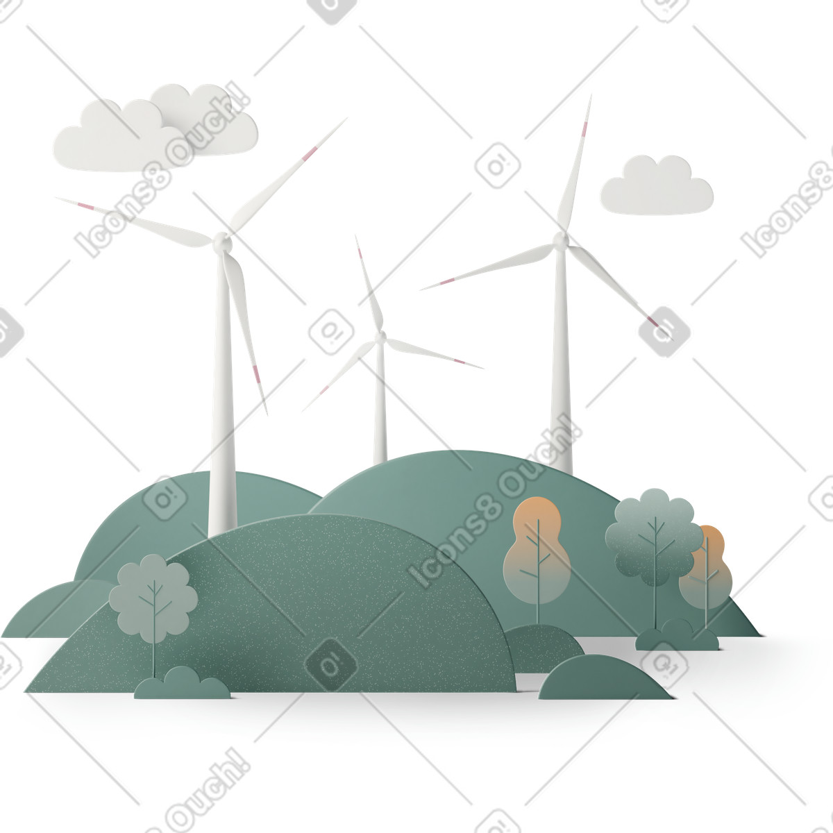 Wind farm illustration in 3D Casual life style download in PNG, SVG
