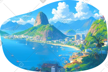 Illustration Rio de janeiro, vue, fond dans le style Contexte Scenes à ...