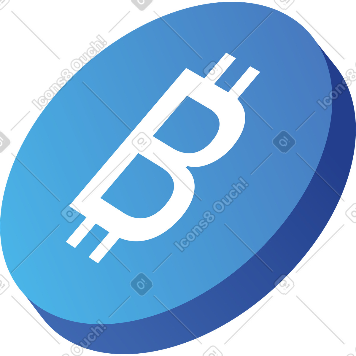 Blue bitcoin token floating illustration in Quantum style download in PNG, SVG