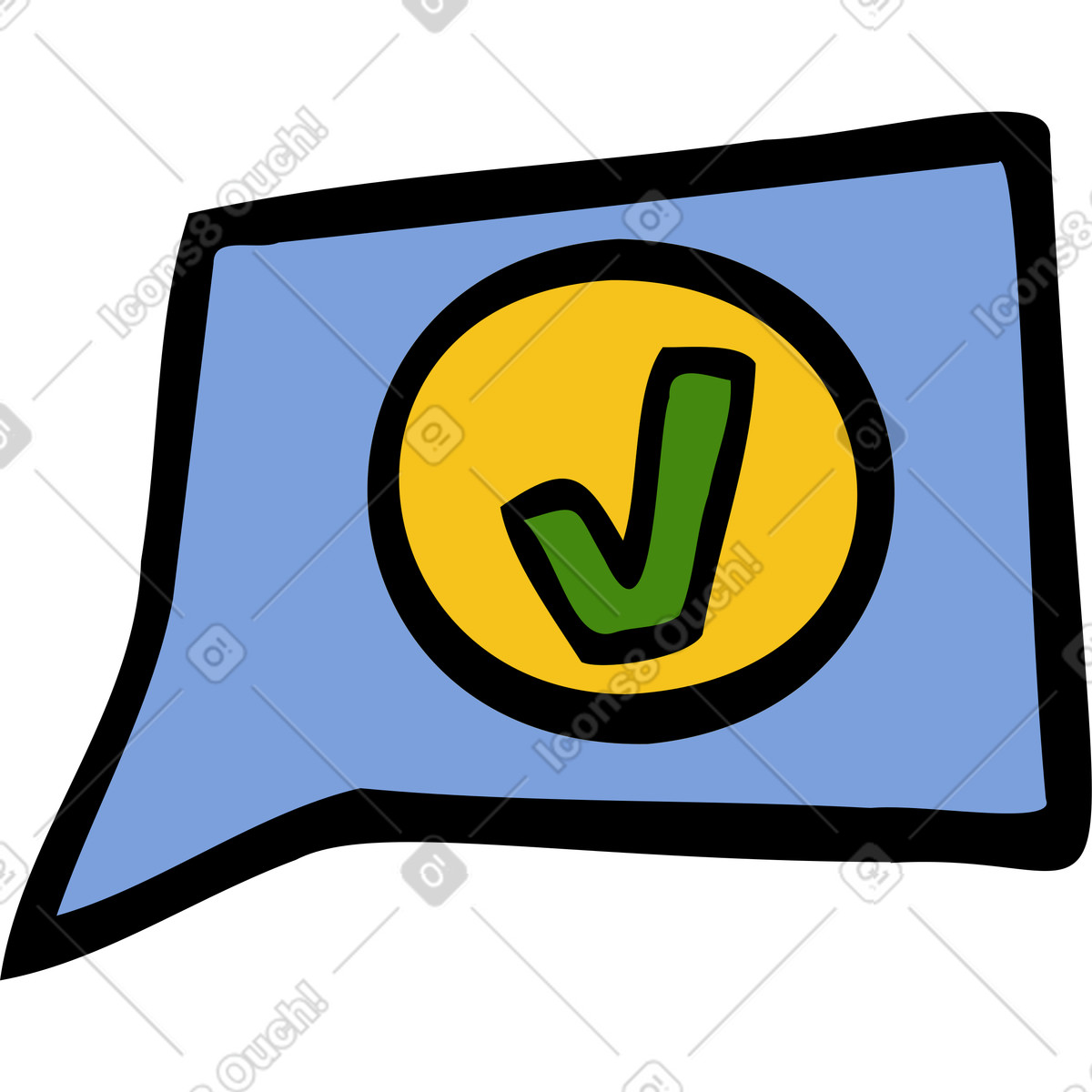 Ilustración Burbuja con signo de verificación en estilo Comic a descargar en PNG y SVG