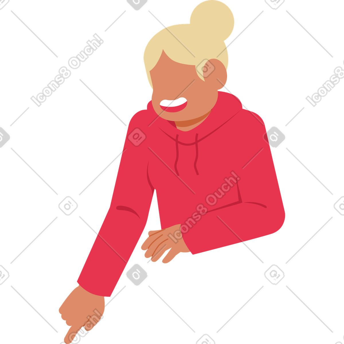 Young woman pointing at something illustration in Catchy style download in PNG, SVG