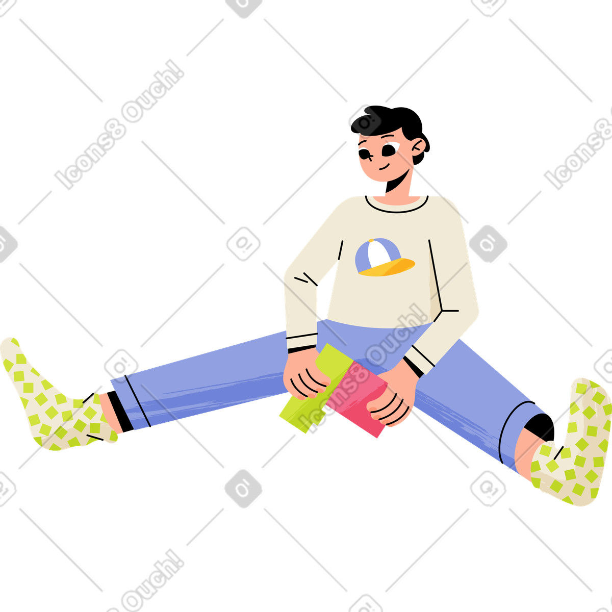 Illustration Garçon assis dans le style Juicy à télécharger aux formats PNG, SVG