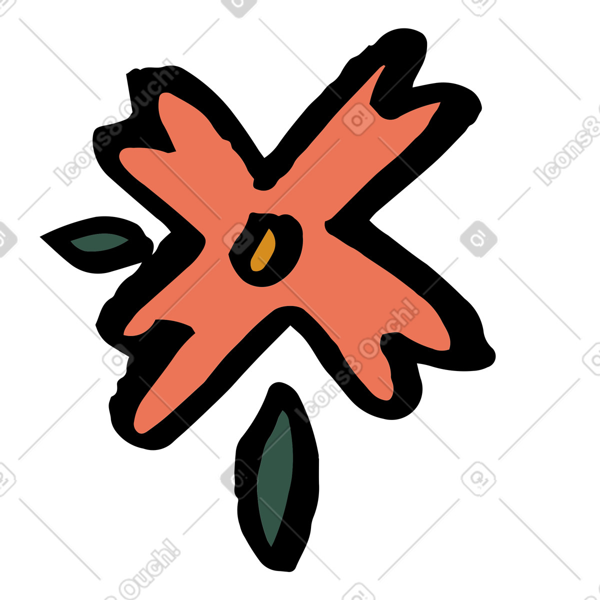 Scandi スタイルの Orange-colored wildflower のイラストをPNG、SVG形式でダウンロード