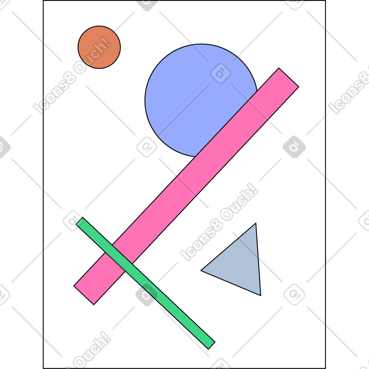 Ilustración Panel de exhibición arte moderno en estilo Teko a descargar en PNG y SVG