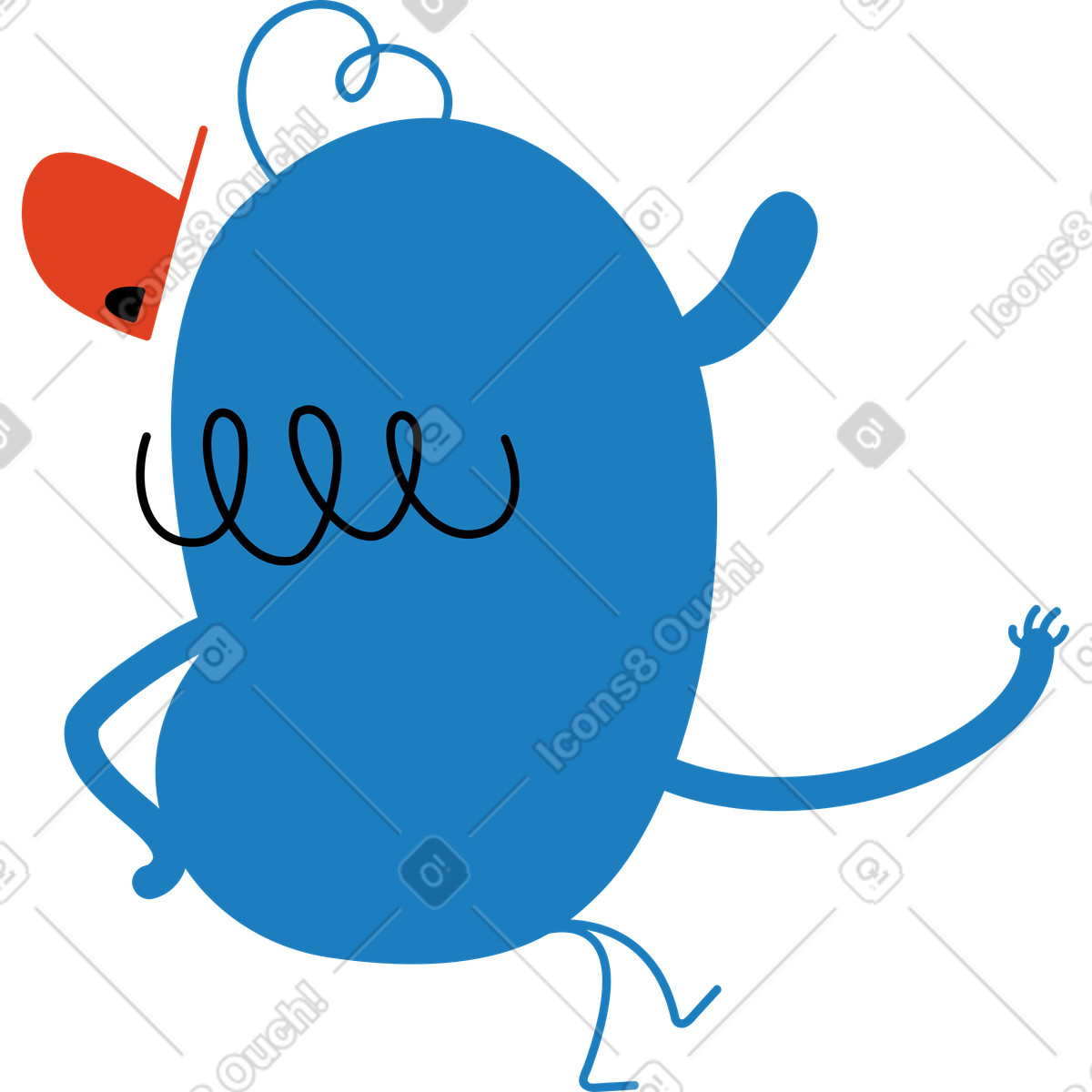 Jelly 스타일의 빨간 모자에 파란색 문자 일러스트레이션 PNG, SVG 다운로드