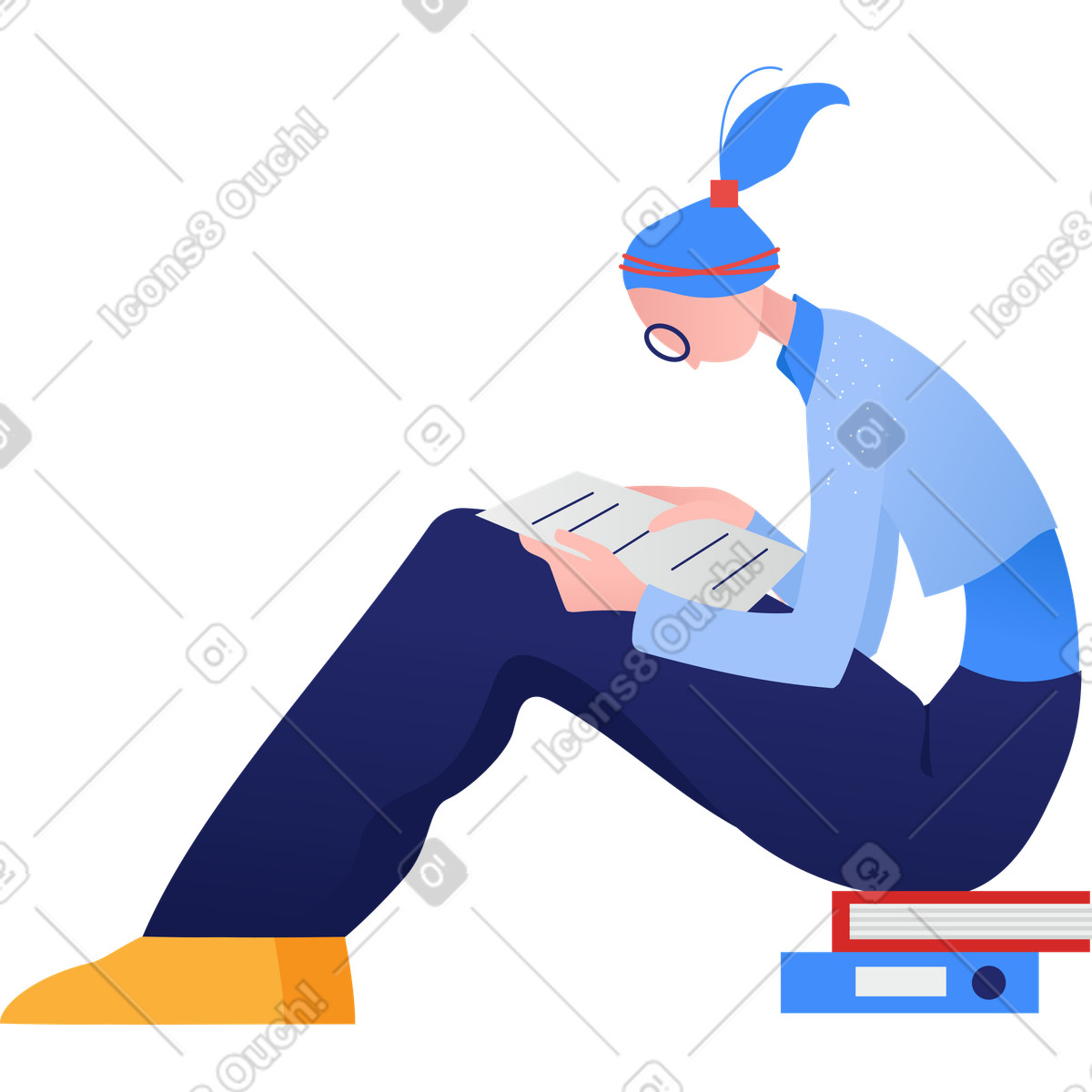 Student illustration featuring a young learner in clipart, available in PNG and SVG