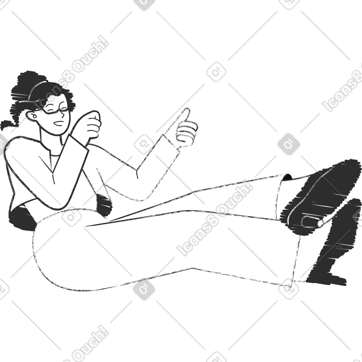 Ilustración Mujer sentada en estilo Graphite a descargar en PNG y SVG