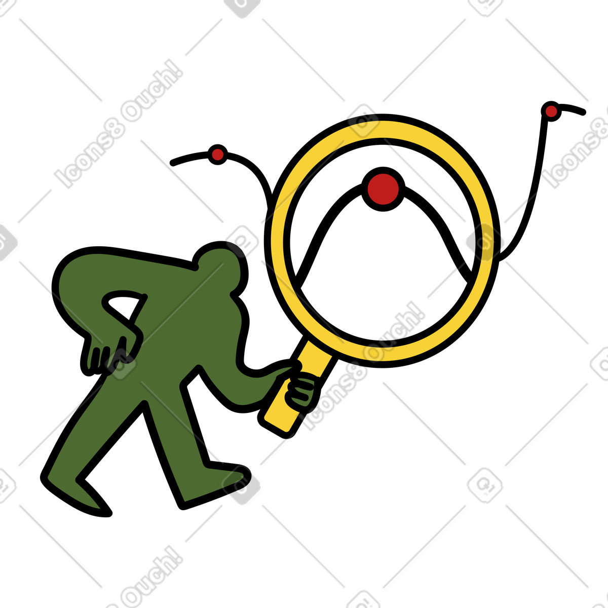 Wiggle スタイルの 対象点に焦点を絞った虫眼鏡、データ分析と洞察 のイラストをPNG、SVG形式でダウンロード
