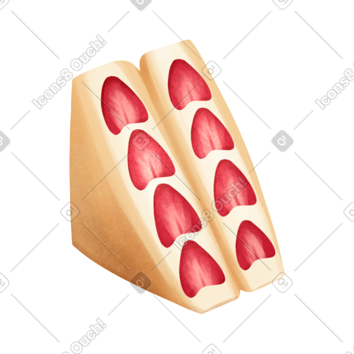 Ilustração de Korean strawberry sandwich em no estilo Demure para baixar em PNG, SVG