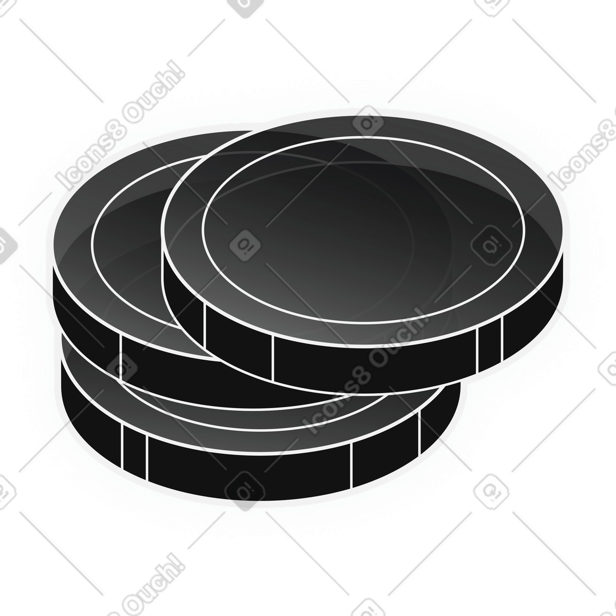 下载 Inverse 风格的 Digital stack of black coins for online savings 插画，支持 PNG、SVG 格式