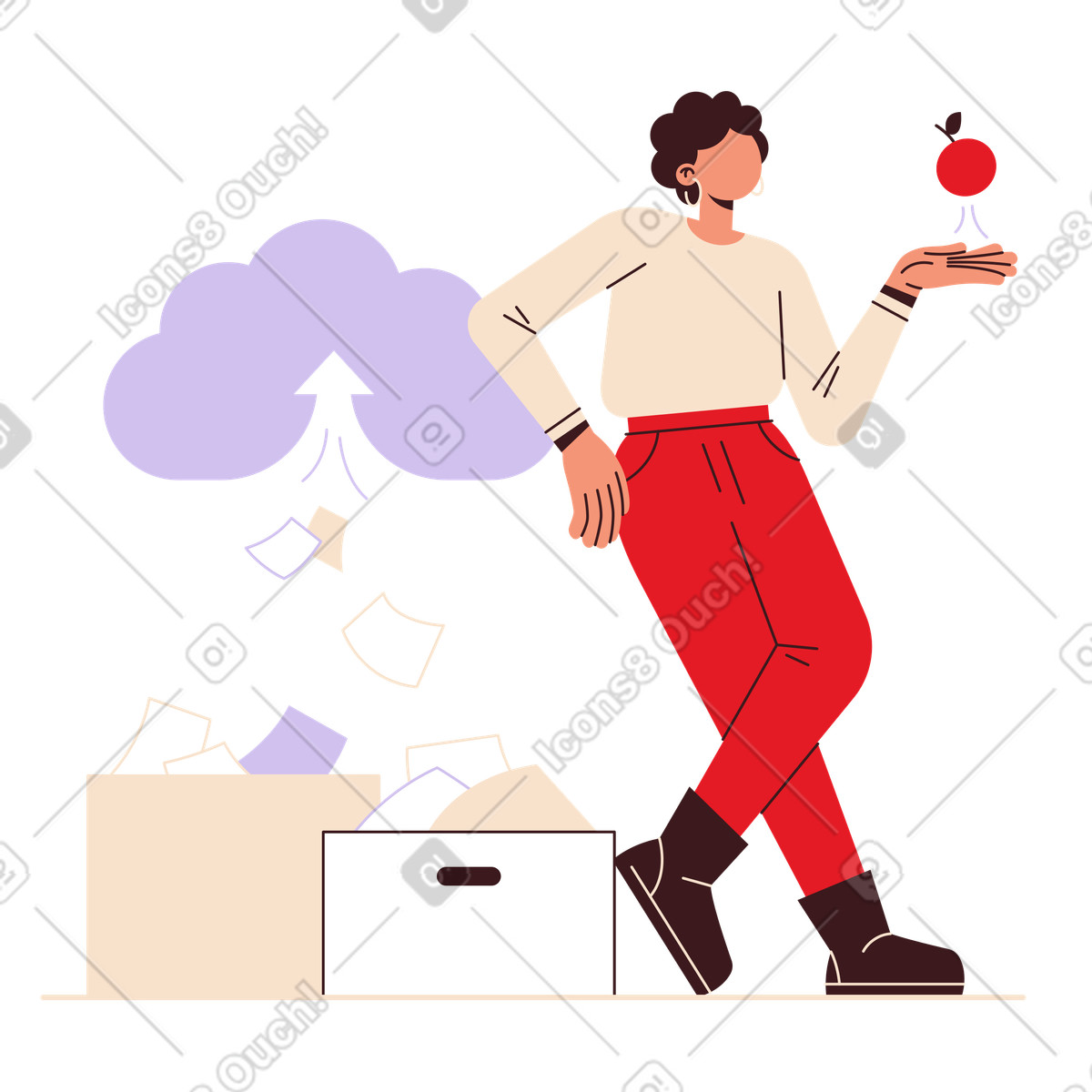 User uploading files to cloud, Online file backup and sync illustration in Folks style download in PNG, SVG