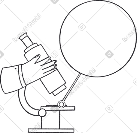 Hand holds the microscope PNG, SVG