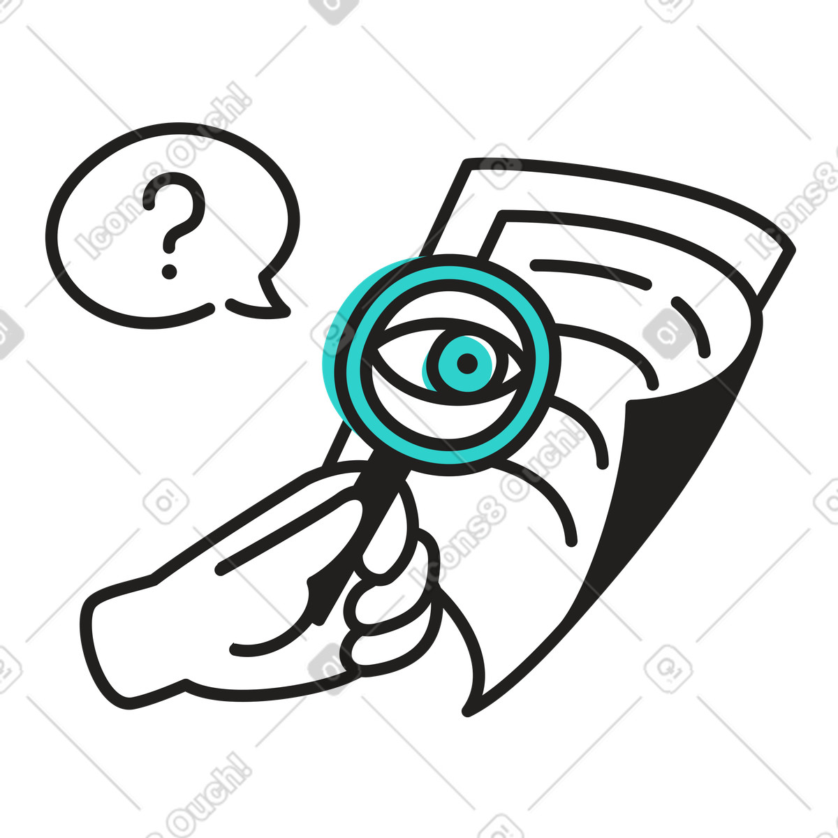 Searching in documents illustration Little style download PNG, SVG