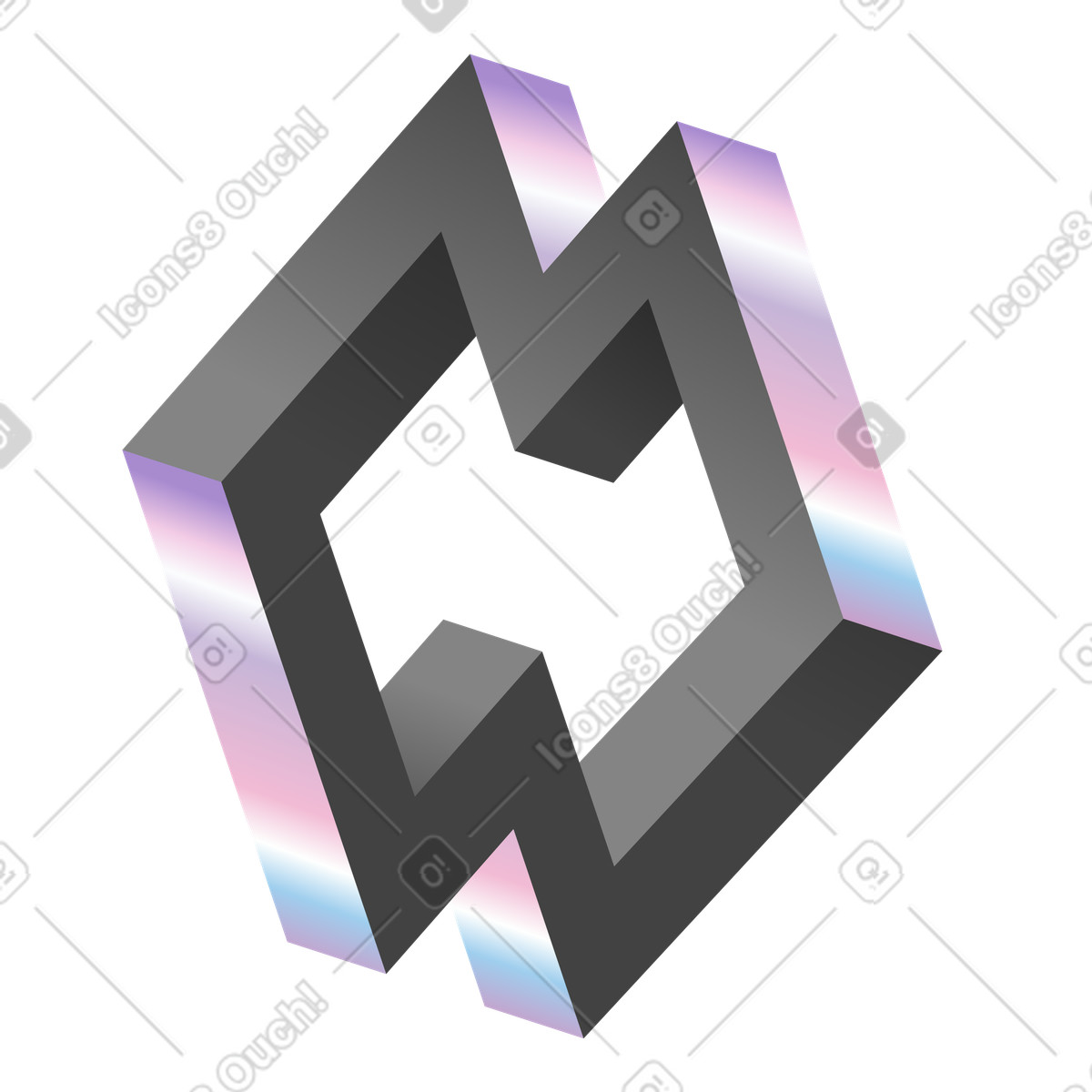 Hohles, unmögliches objekt, surreale form und optische täuschung-Illustration im Illusion-Stil als Download in PNG, SVG