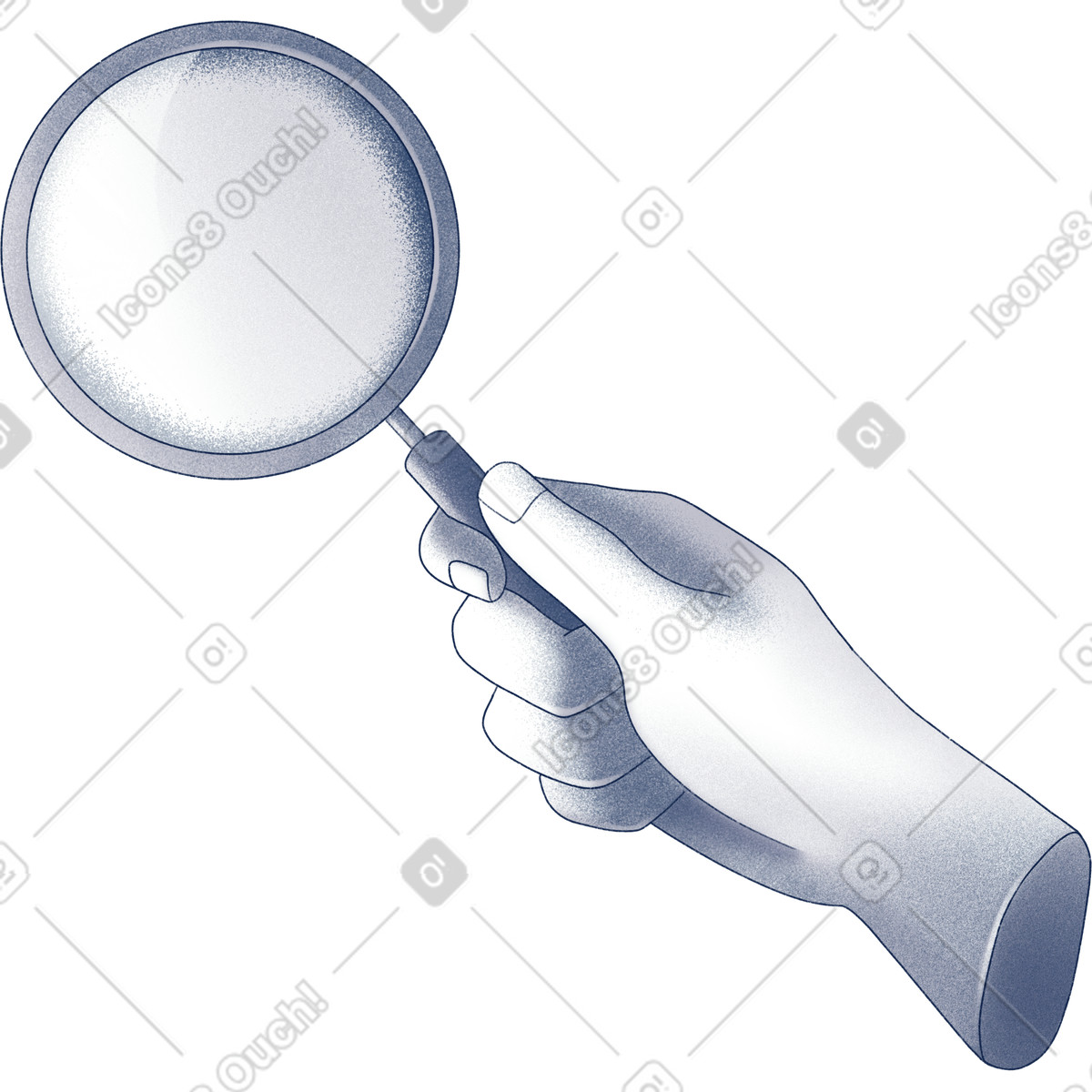 Mano che tiene la lente d'ingrandimento illustrazione in stile Haze scarica in PNG, SVG