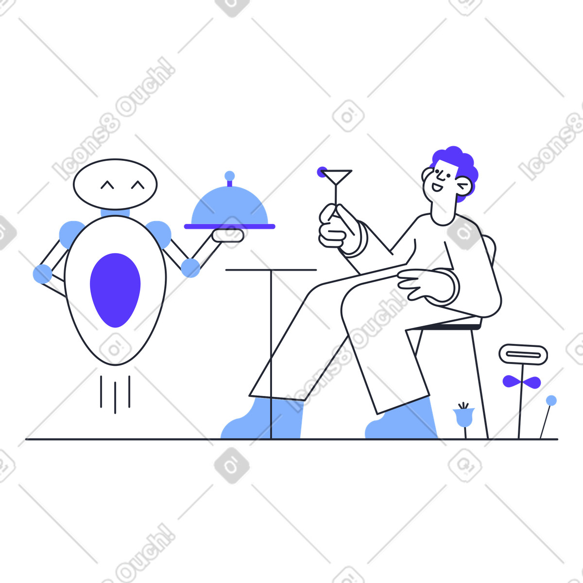 Illustration Robot-serveur dans le style Pablita à télécharger aux formats PNG, SVG