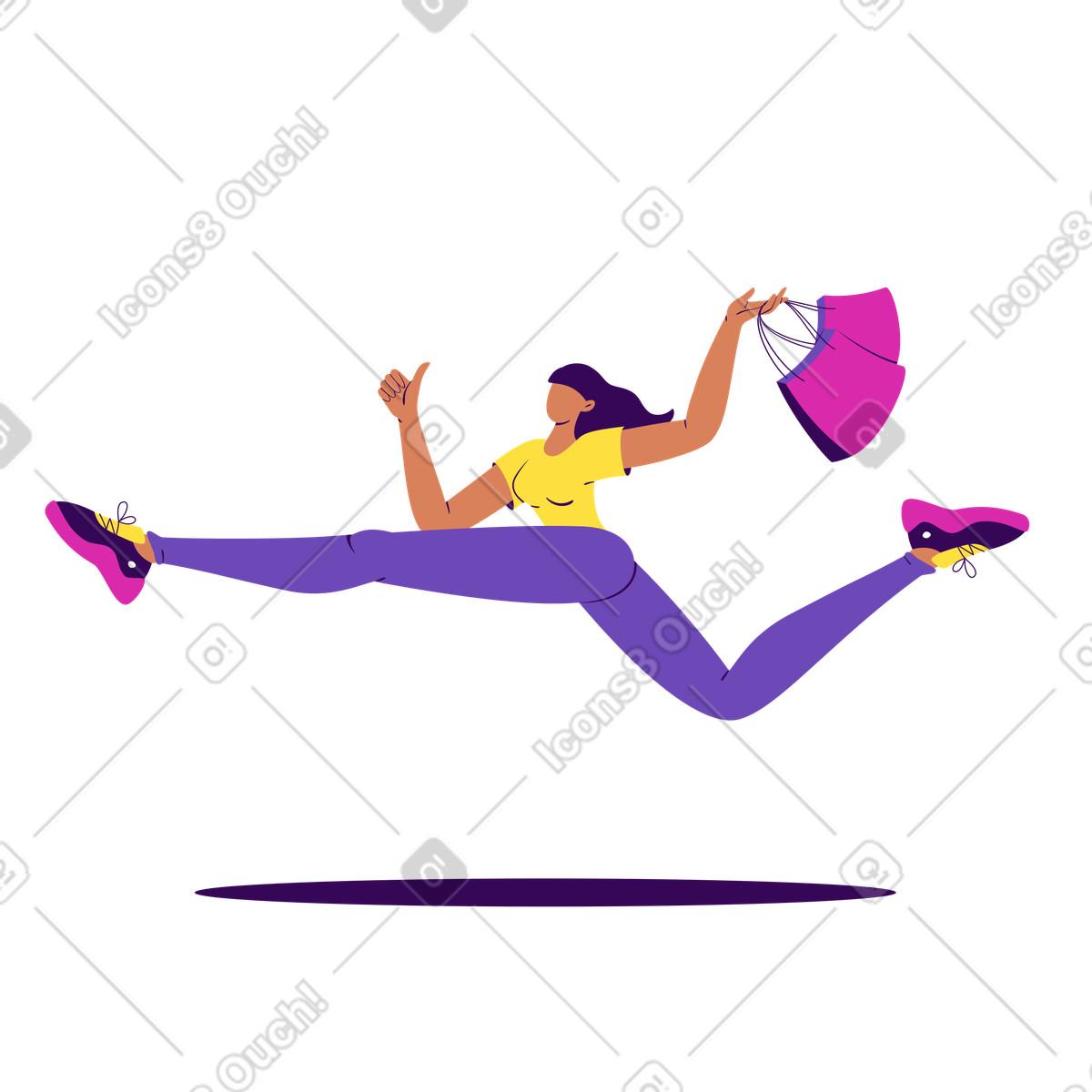Illustration Fille faisant du shopping dans le style Experimental à télécharger aux formats PNG, SVG
