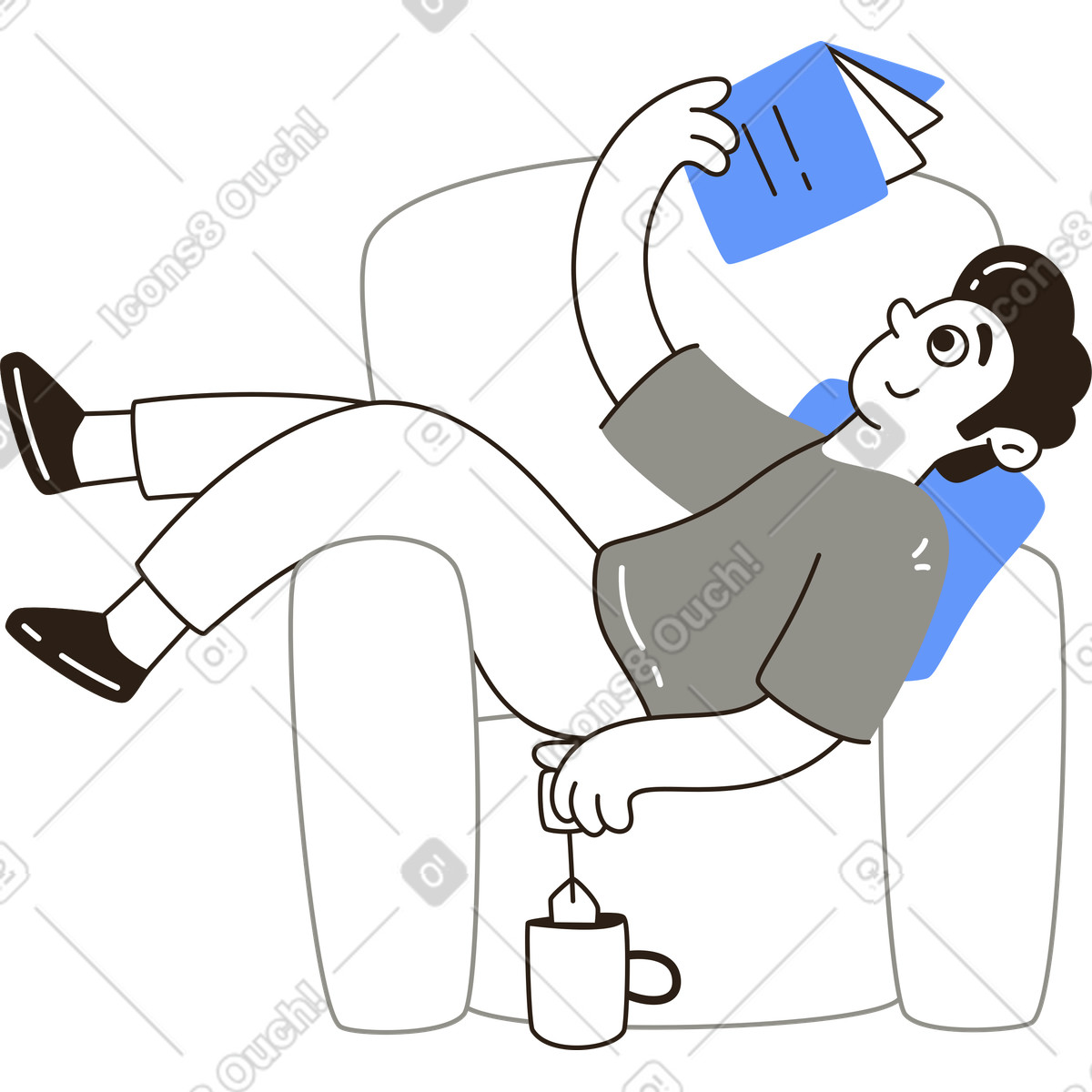 Ilustración Hombre con libro en estilo Plain a descargar en PNG y SVG