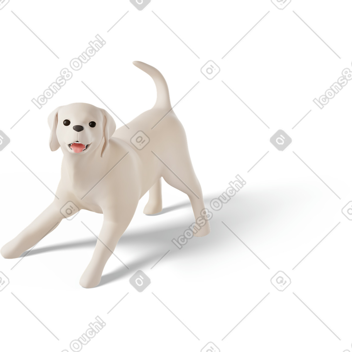 White dog playing illustration Labrador clipart image in PNG, SVG, GIF