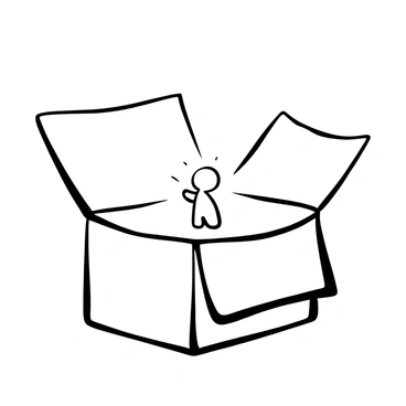 A tiny figure of "hope" is positioned in the center of an otherwise empty box, radiating a soft glow. The box appears to have simple, clean lines, enhancing its emptiness. The contrast between the glowing figure and the stark, unadorned interior of the box emphasizes its significance. Shadows cast by the figure create a delicate play of light and dark within the box.