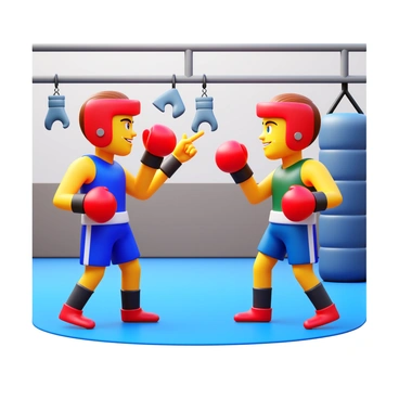 A boxing coach with a focused expression is demonstrating a technique to a young boxer wearing protective gear. The setting is a well-lit gym with boxing gloves hanging on the wall. The coach is pointing towards the boxer's stance, emphasizing proper foot placement. The young boxer is nodding attentively, looking determined while holding his fists up in a defensive position. Sweat is visible on both individuals, highlighting the intensity of the training session. A punching bag is in the background, adding to the atmosphere of a rigorous workout.