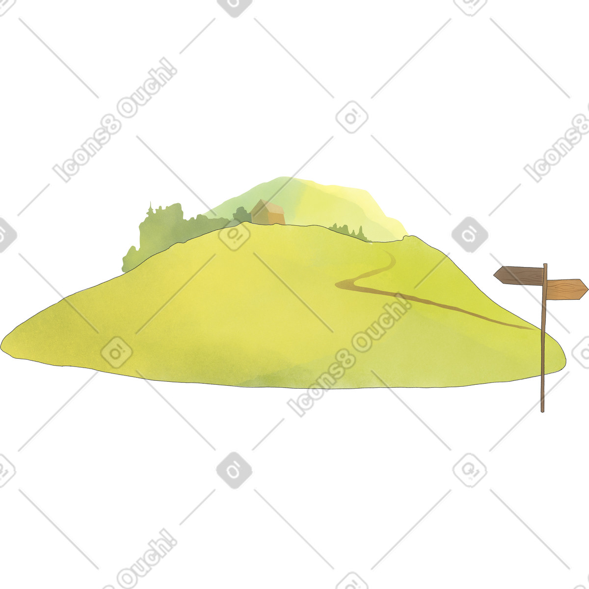 Иллюстрация Village on the hill в стиле Seasons — скачать в форматах PNG, SVG