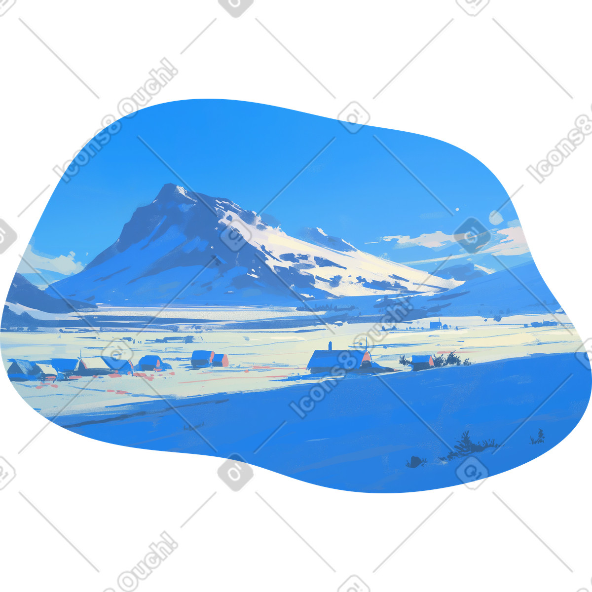 Illustration Fond enneigé d'islande dans le style Scenes à télécharger aux formats PNG, SVG