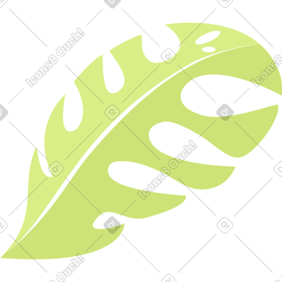 Illustration Monstera green leave dans le style Lagom à télécharger aux formats PNG, SVG