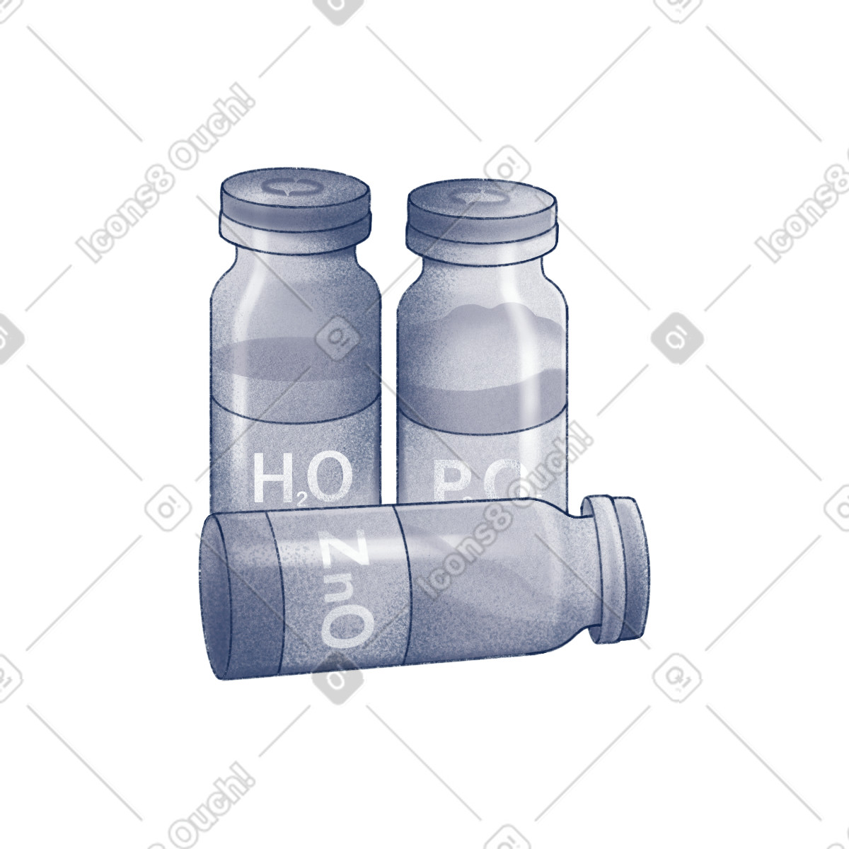 Haze スタイルの Glass bottles with chemicals のイラストをPNG、SVG形式でダウンロード