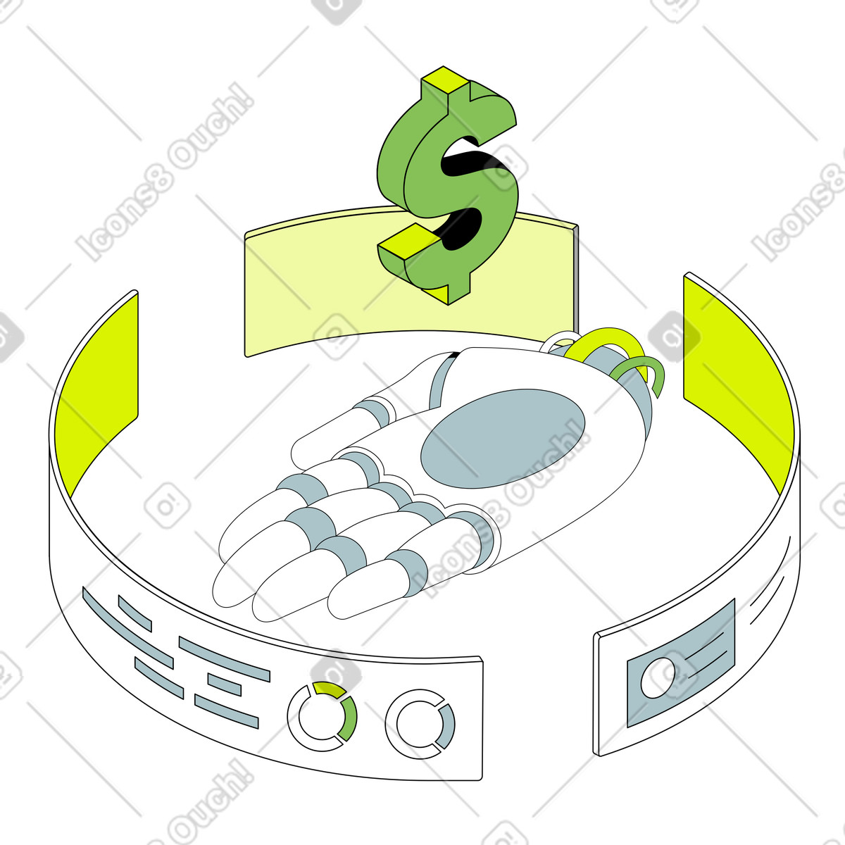 下载 Isometric 风格的 人工智能在财务管理中的应用 动画插图，支持 GIF、Lottie （JSON）、AE 格式