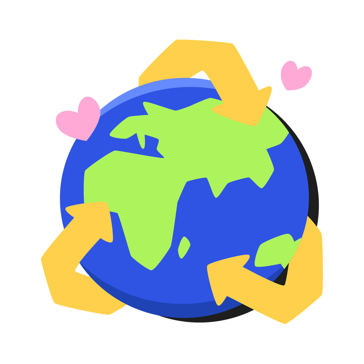 Illustration Planet Earth and the sign of recycling dans le style Bouncy à télécharger aux formats PNG, SVG