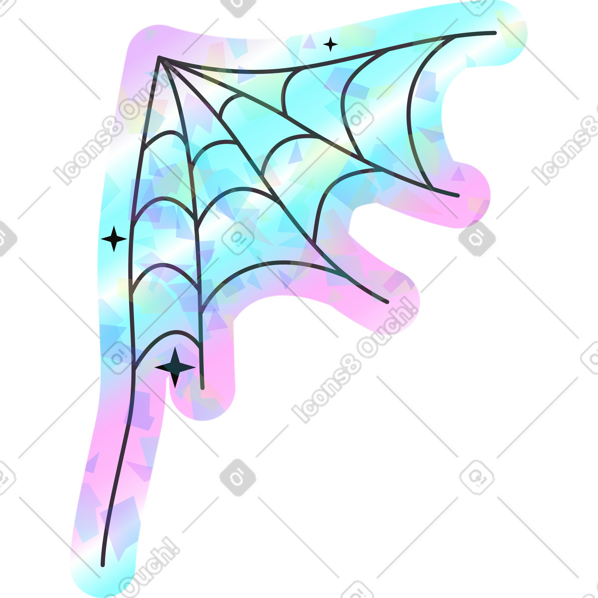 Spiderweb illustration in Holostickers style download in PNG, SVG
