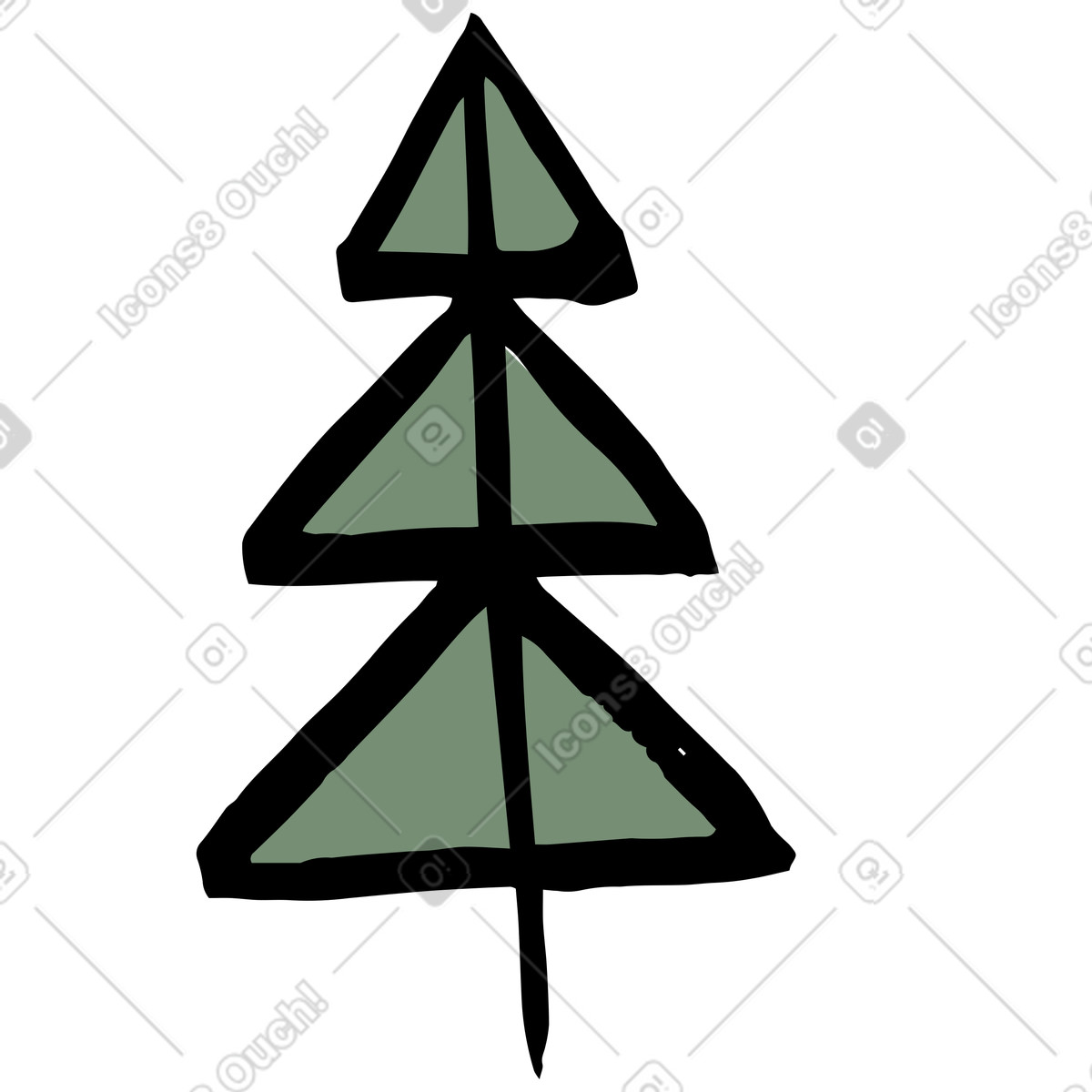 Minimalist christmas tree illustration in Scandi style download in PNG, SVG