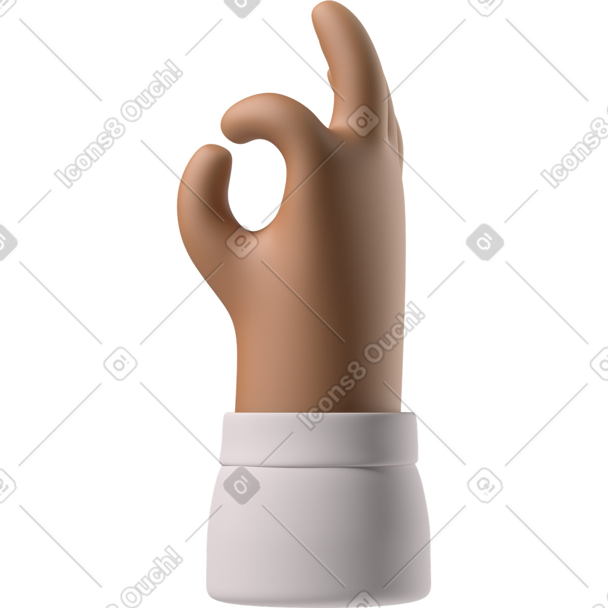 Braune hauthand, die ok-zeichen zeigt-Illustration im 3D Hands Fun&Wild-Stil als Download in PNG, SVG