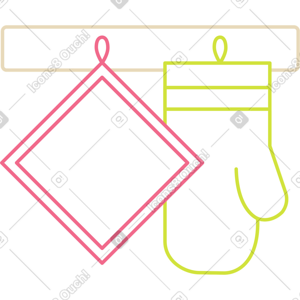 Kitchen potholders illustration in Juicy style download in PNG, SVG