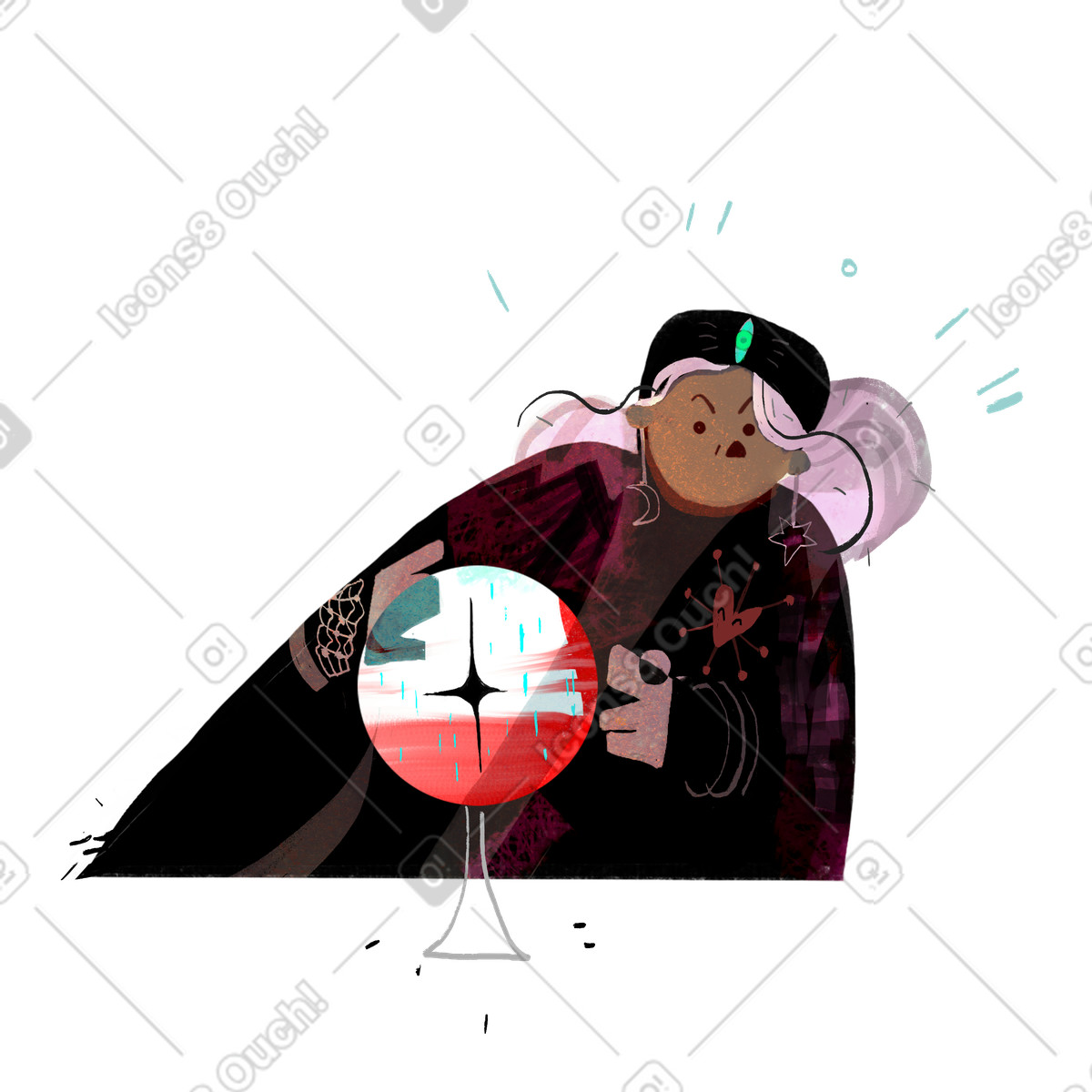 Fabulous スタイルの 魔法のボールを持つサイキックな女性 のイラストをPNG、SVG形式でダウンロード