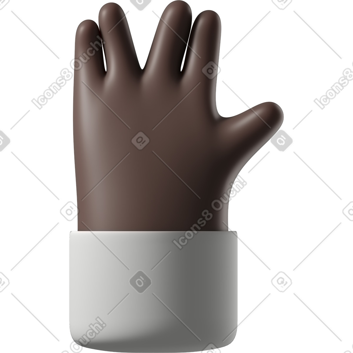 Vulcano saluta la mano di pelle nera illustrazione in stile 3D Hands Fun&Wild scarica in PNG, SVG