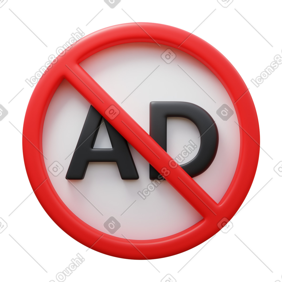 Ad blocker illustration in 3D Fluency style download in PNG, SVG
