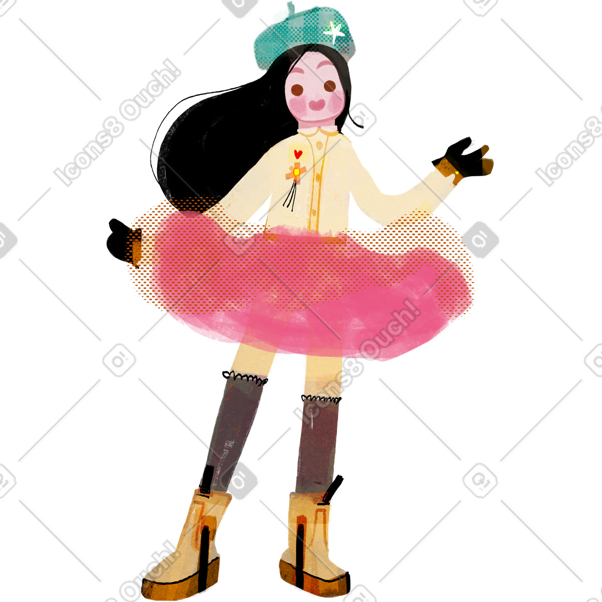 Illustration Mademoiselle dans le style Fabulous à télécharger aux formats PNG, SVG