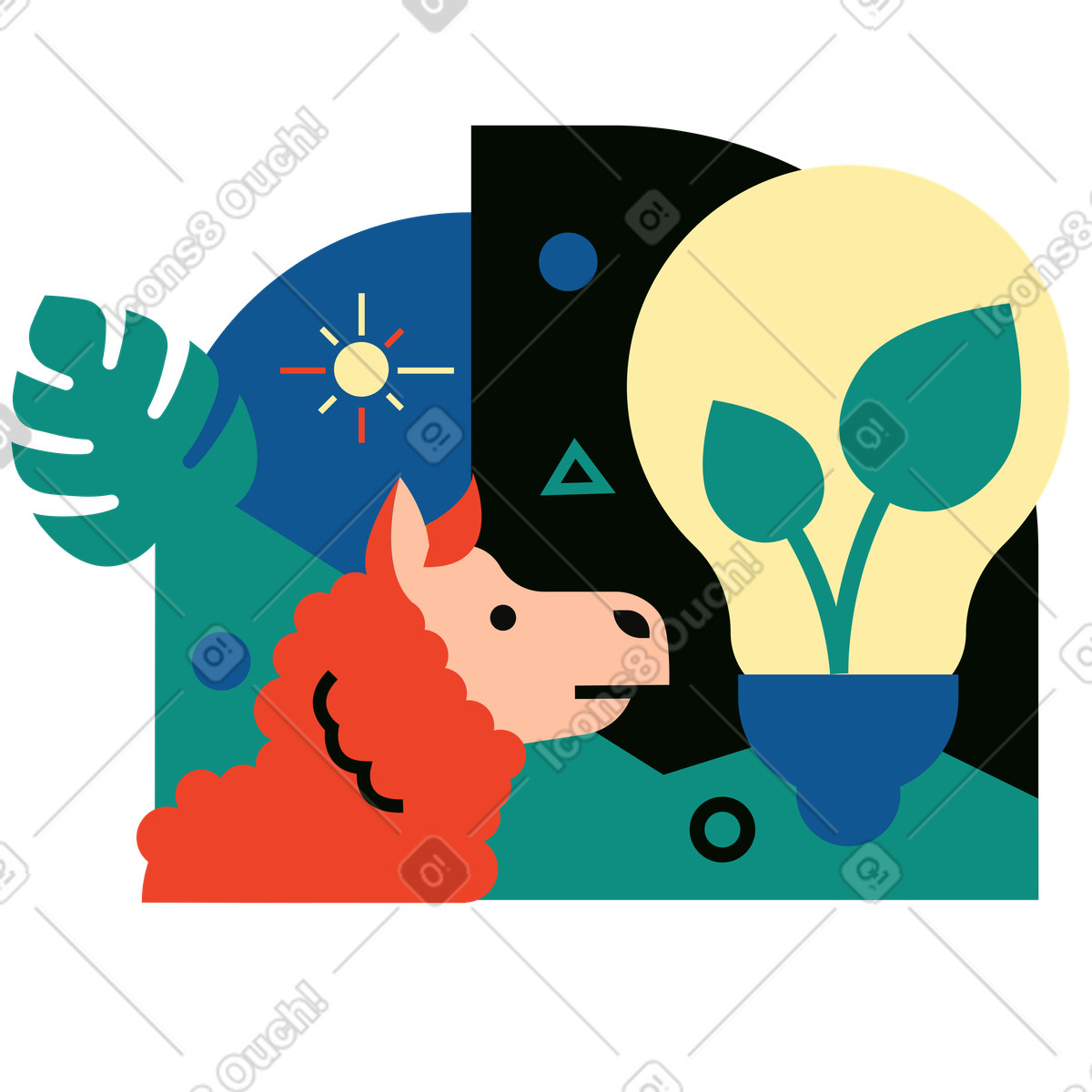 Renewable energy source and a lamb illustration in Polar style download in PNG, SVG