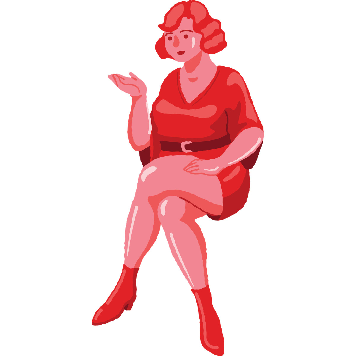 Cherry 스타일의 Curvy woman sitting front 일러스트레이션 PNG, SVG 다운로드