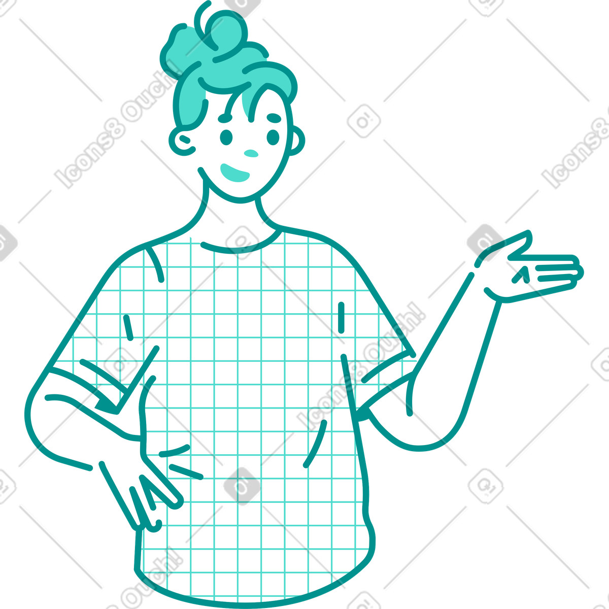 Ilustración Mujer explicando y gesticulando en estilo Natty a descargar en PNG SVG