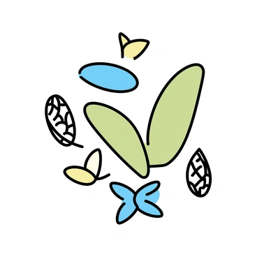 A composition of abstract shapes, featuring a variety of translucent forms inspired by cicada wings. The shapes include elongated ovals, intricate lattice patterns, and delicate curves, all overlapping and intertwining. The colors range from subtle greens to soft blues and hints of iridescent gold. The arrangement creates a sense of movement, as if the shapes are fluttering gently in the air. Each element is distinct yet harmoniously integrated, reflecting the intricate textures and patterns found on cicada wings.