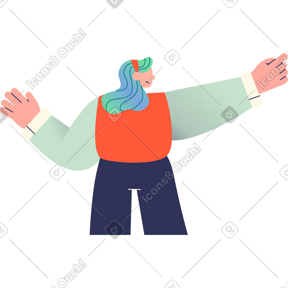 Girl points up with her finger-Illustration im Beam-Stil als Download in PNG, SVG